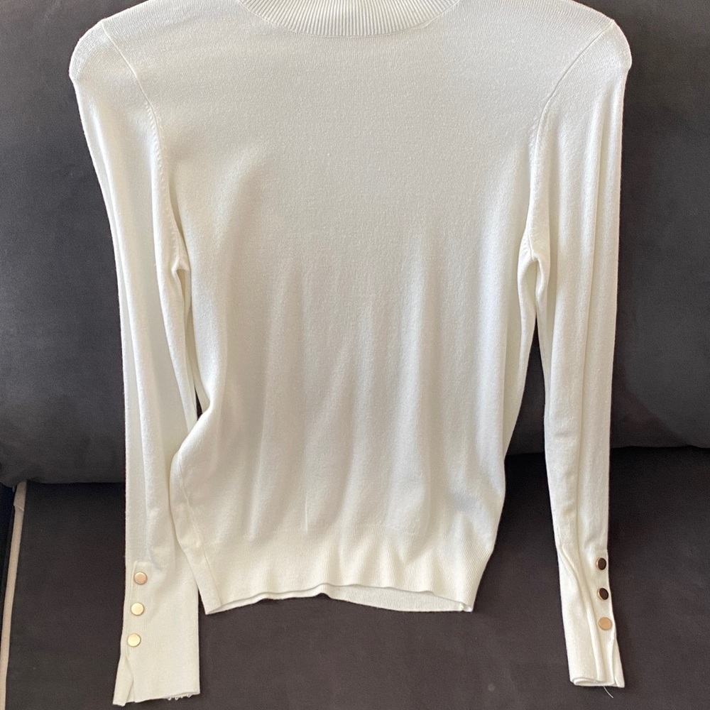 Zara White Blouse with Gold Button Accents